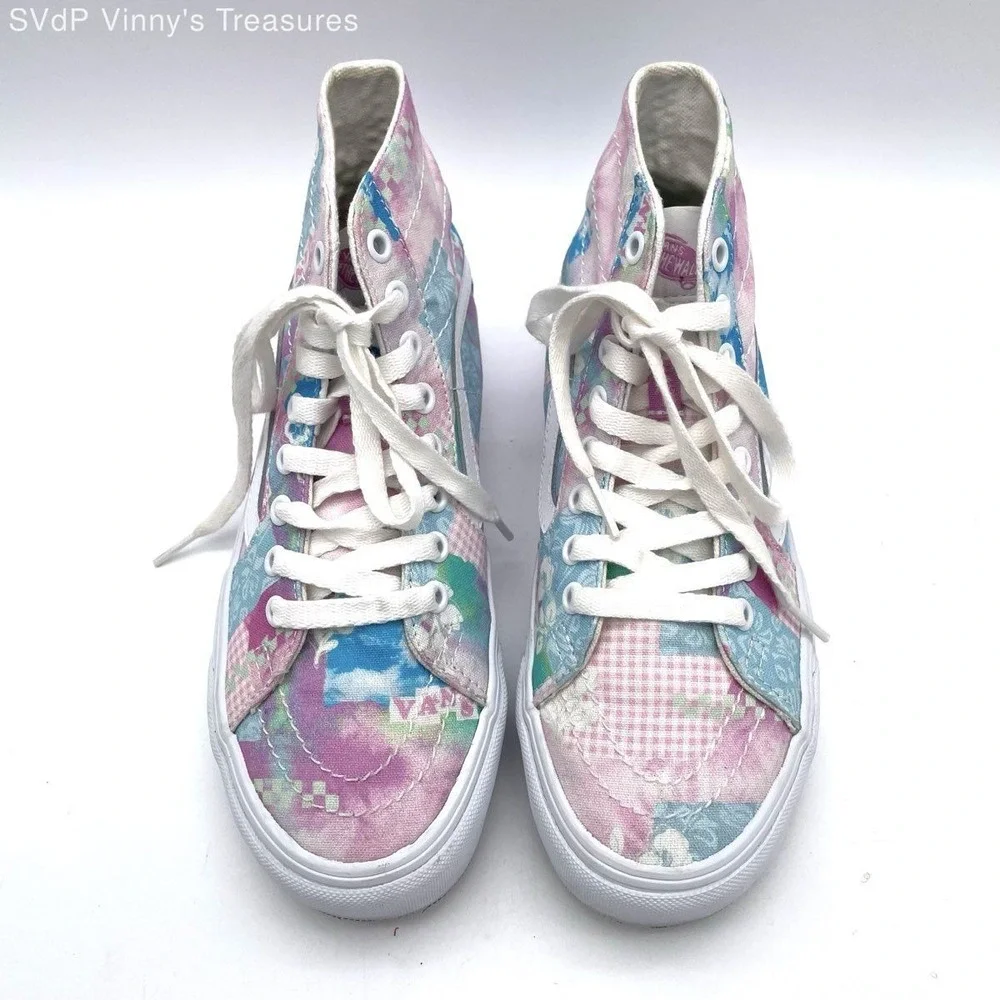 Vans Sk8-Hi VR3 Patchwork Pastel Pink Blue High Top Sneakers Womens Size 7